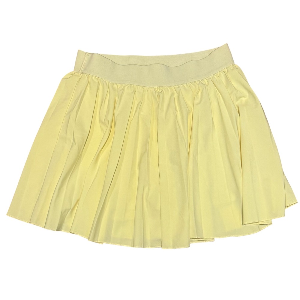 Mable Pleated Skort Pale Yellow Elastic Waist Mini Skirt Womens Large